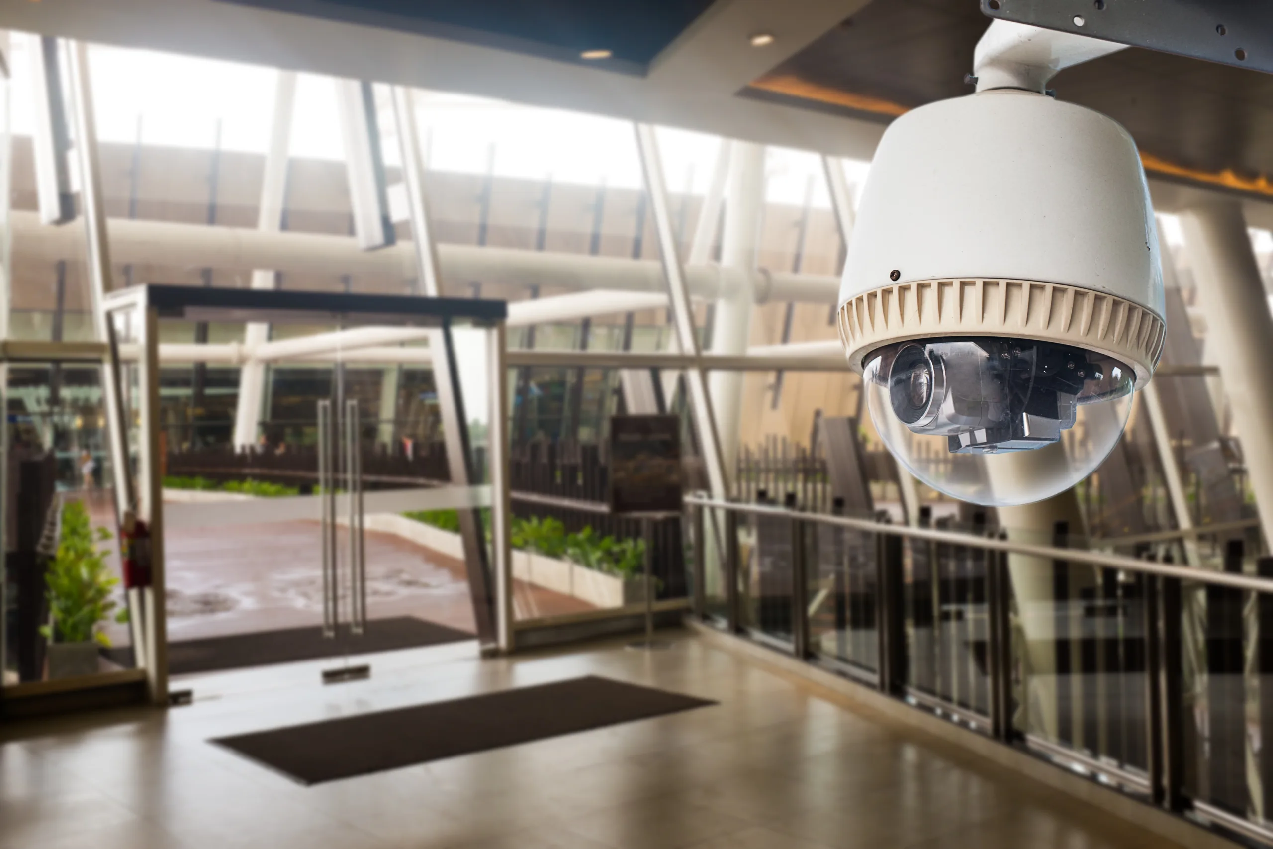 shutterstock_194775947 Cctv camera in the lobby of a building.